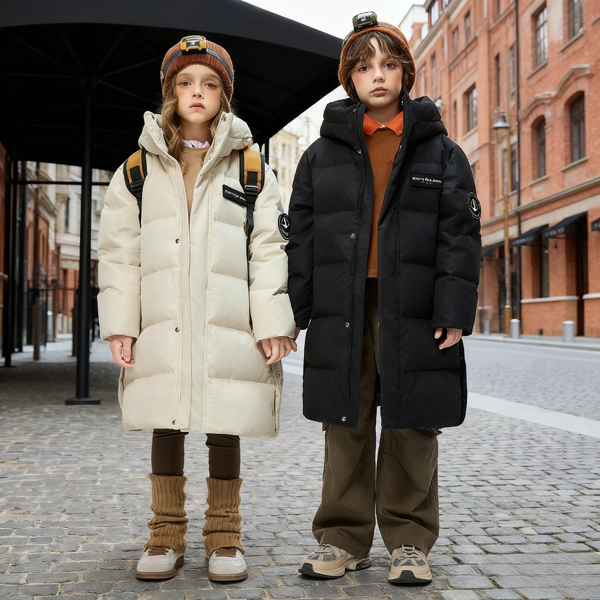 

Winter Kids Long Down Jacket Fashion Thicken Warm Coat for Boys Girls Mid-Length Cold Weather Outerwear for Big Children Parkas