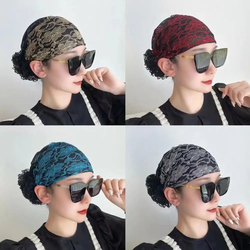 Lace Turban Hats for Women Muslim Headscarf Head Wraps Caps Female Daily Beanie Hair Cover Cap