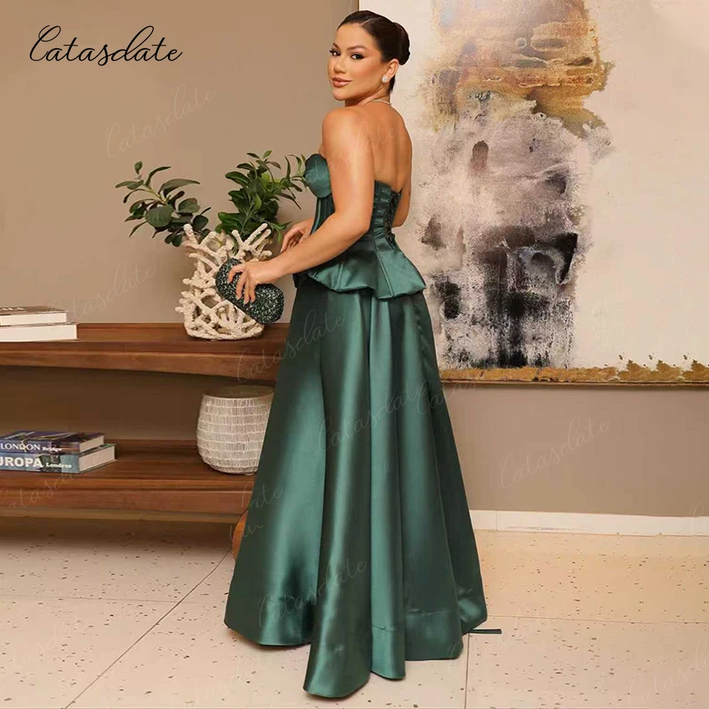 فستان سهرة رسمي من Catasdate A Line فستان حفلات من الساتان مطوي فيستدوس دي فييستا للنساء فيستدوس دي فييستا مخصص