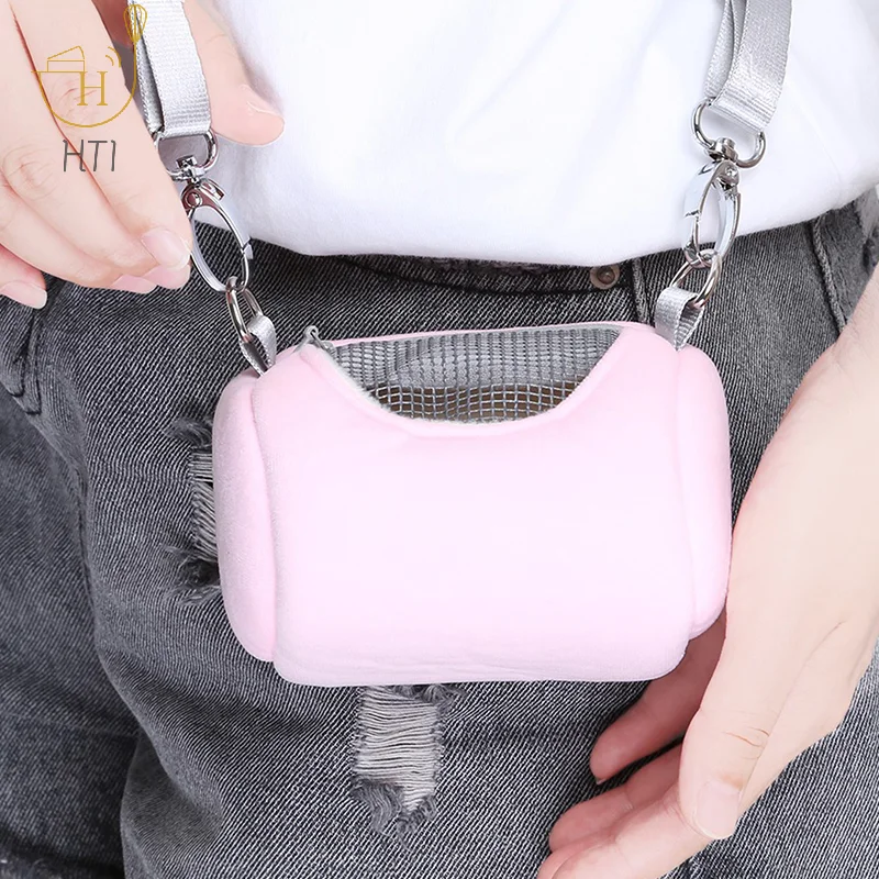 Hamster Carrier Bags Cross Body Bag Cylinder Design Practical House Travel Portable Squirrel Visible Mesh Pet Cage