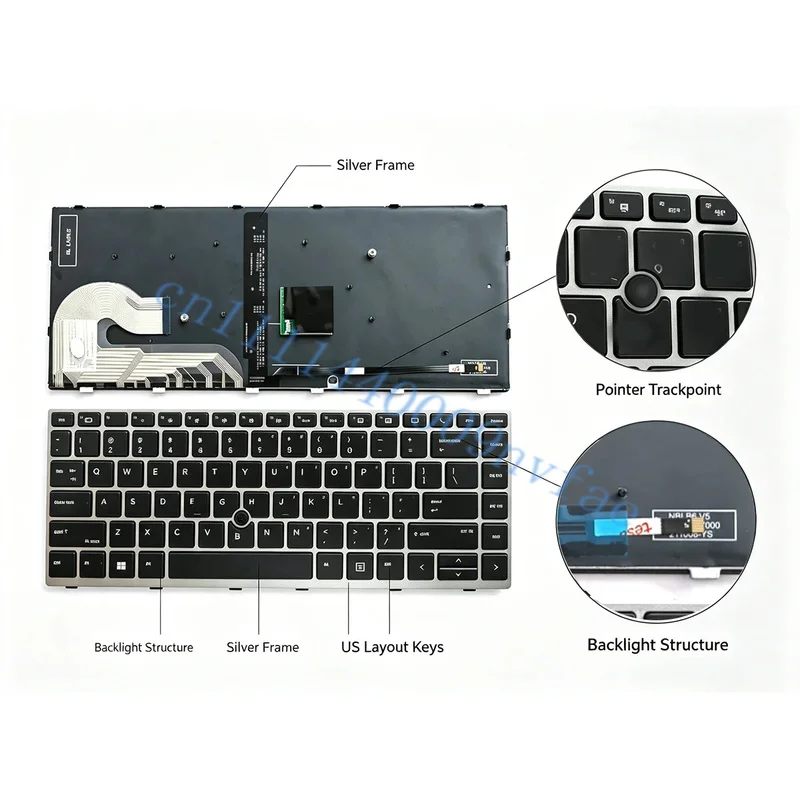 US  Keyboard  Frame For HP EliteBook 840 G5 G6 745 G5 G6 With/Without Pointer L14378‑001 L11307‑001 Replacement Laptop Keyboard