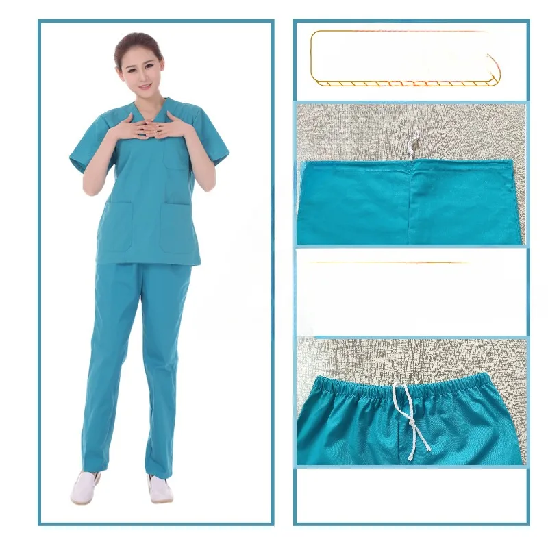 فساتين يد قطنية نسائية بأكمام قصيرة ، فساتين غسل اليدين ، زي العمل ، مجموعة بأكمام قصيرة ، فساتين جراحية ، ملابس صيفية