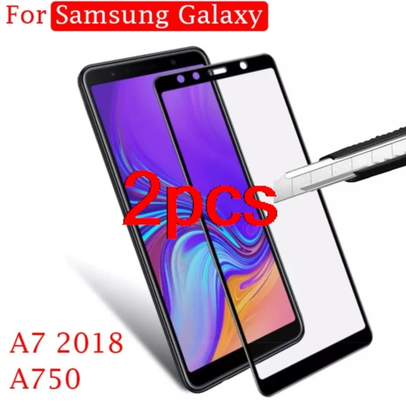 

2PCS Protective Glass Case On The For Samsung Galaxy A7 2018 A750 Tempered Glass Sumsung A 7 Glass Screen Protector Cover Film