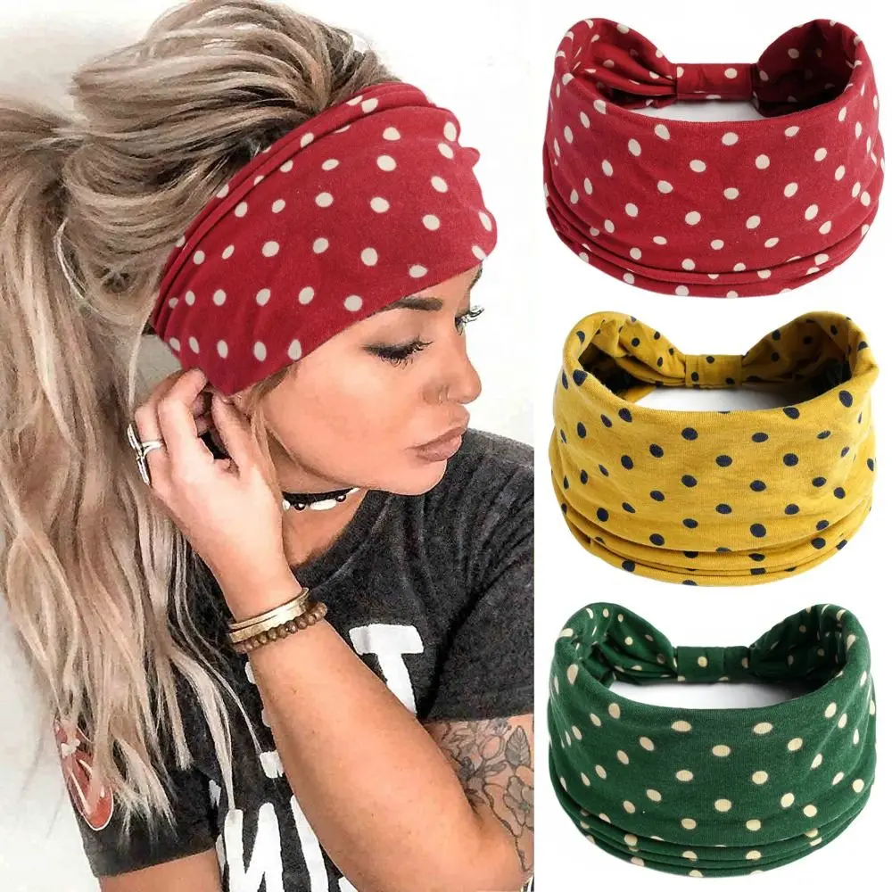 Women Wide Headband African Pattern Pot Dot Women Headwrap Non Slip Extra Large Yoga Hair Band for Birthday Party
