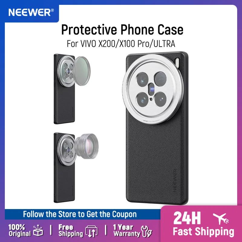 

NEEWER Protective Phone Case For VIVO X200 Pro/ULTRA/X100 ULTRA Heavy Duty TPU + PC Faux Leather with 17mm Lens Mounts