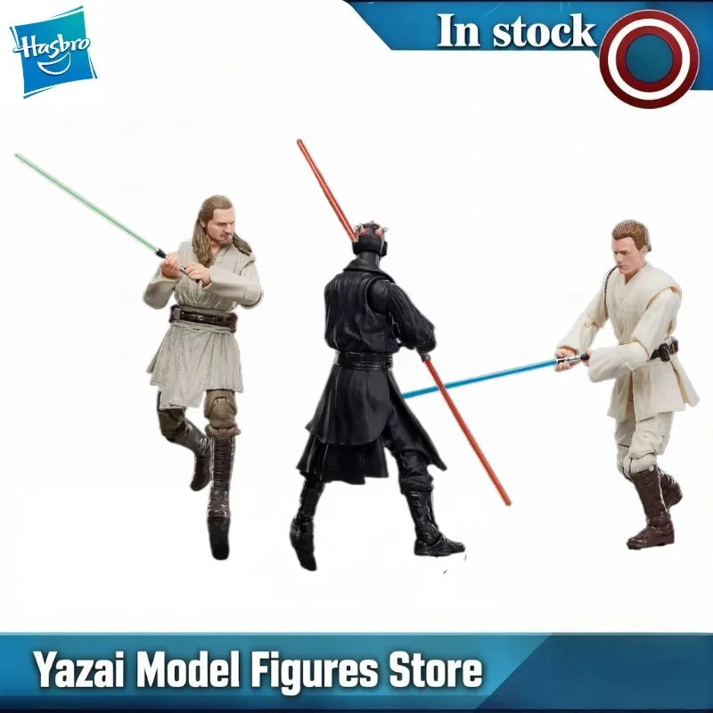 Figuras de acción originales de Hasbro STAR WARS THE BLACK SERIES QUI-GON JINN / DARTH MAUL / OBI-WAN KENOBI, modelo de juguete para regalo