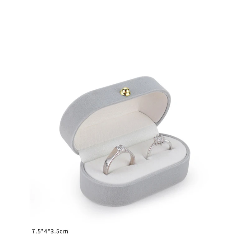 Wedding Ring Packaging Box Ear Studs Holder Velvet Engagement Couple Ring Box Valentine Gift Double Rings Storage Display Case