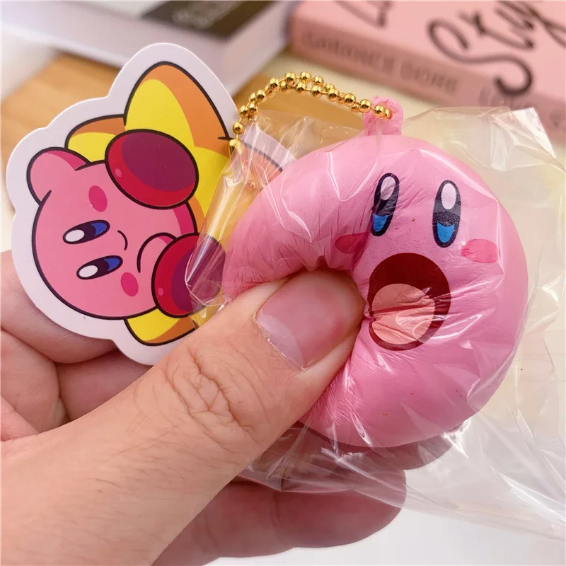 Anime Kawaii Kirby Star Decompression Soft PU Cartoon Simulation Bread Slow Rebound Squishy Pendant Cute Gift for Kids Friends