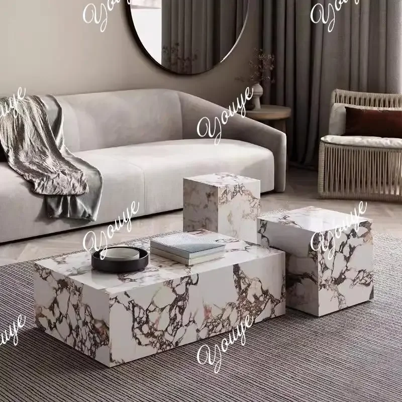 

J Italian Minimalist Slate Coffee Table Modern Simple Light Luxury Home Living Room Size Square Height Combination Coffee Table