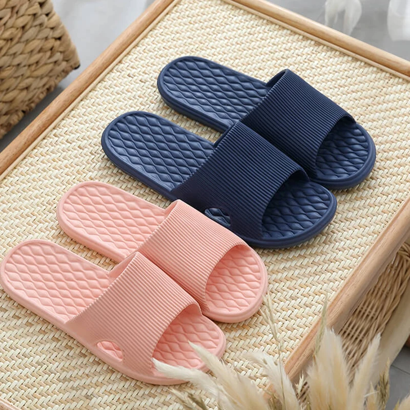 Fashion Concise Couple Non-slip Flat Slides Summer Lithe Sandals For Women Men Slippers Ladies' Home Shoes Indoor Flip Flops