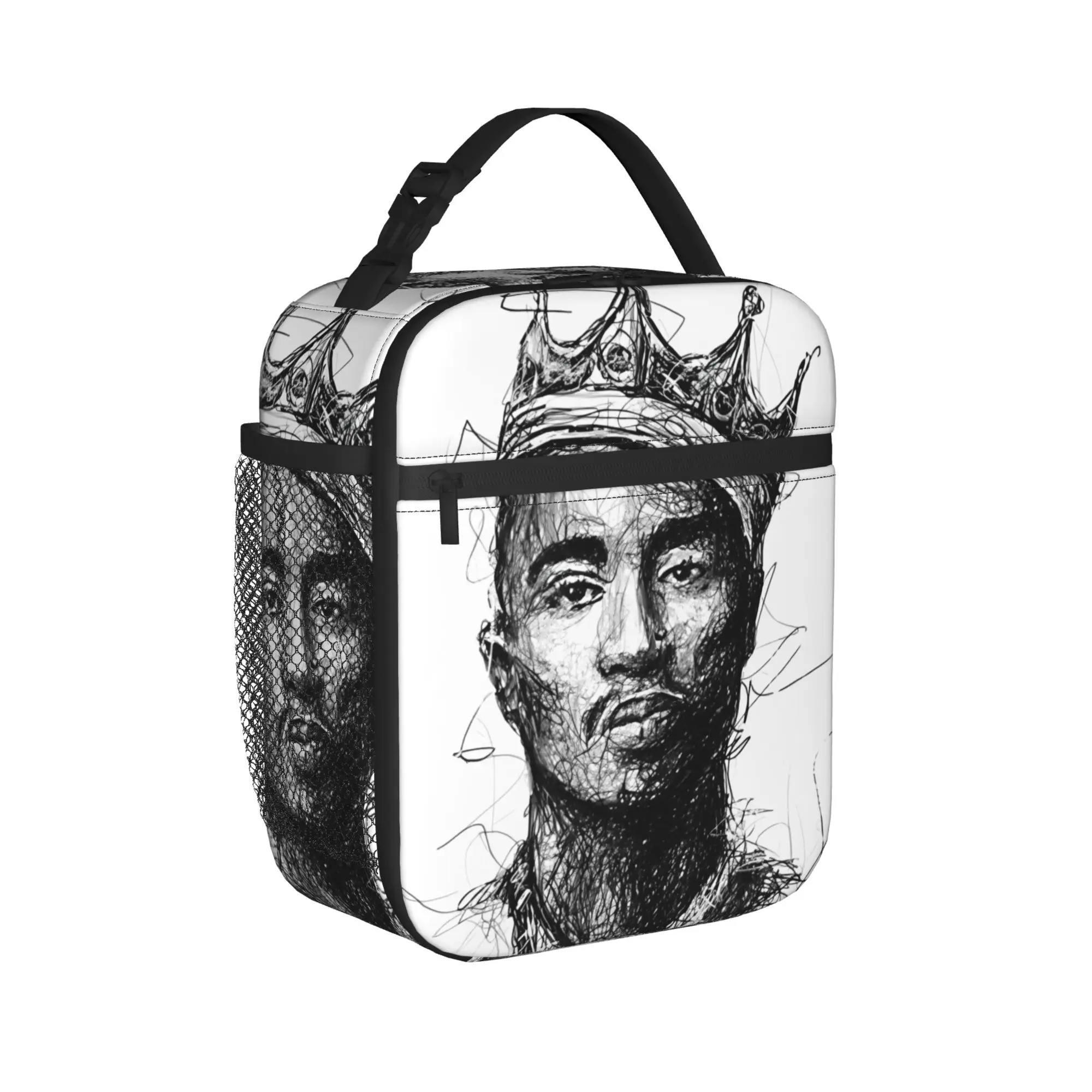 Rapper Tupacs Lunch Bag For Women  Graphic Design Lunch Box Leisure Picnic Cooler Bag Portable Oxford Tote Food Bags