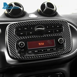 Real Soft Carbon Fiber Sticker For Mercedes Benz Smart 453 Fortwo Forfour 2016 2017 2018 2019 Car Center Control CD Panel Frame