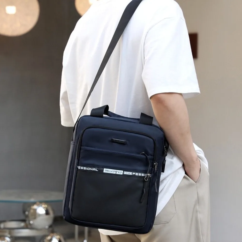 

Сплошная цветная деловая сумка на плечо, многофункциональная оксфордская мужская сумка через плечо, сумка для хранения, портфель из ткани Оксфорд, уличная одежда