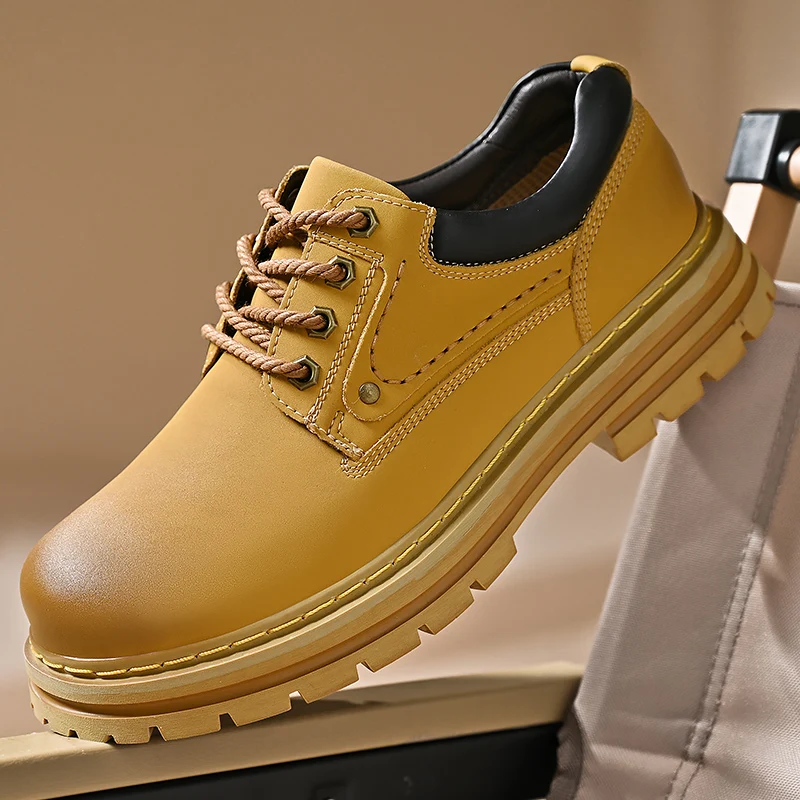 

High top boots for men, British style workwear motorcycle boots, summer black side zipper, mid rise soft leather boots for men