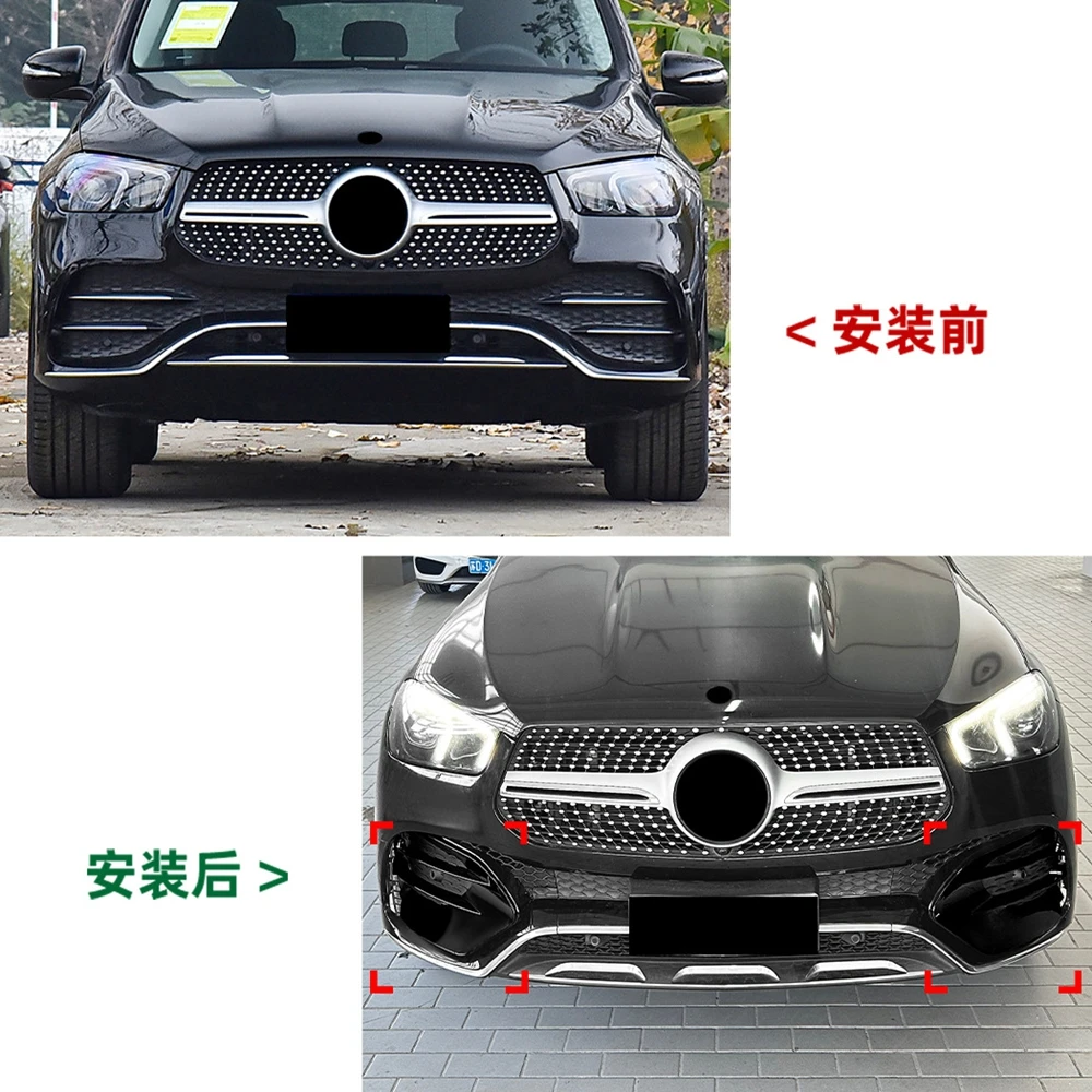 FOR Mercedes Benz GLE Class W167 GLE450 GLE53 AMG 2019-2023 ABS Car Front Bumper Air Vent Trim Spoiler Canard Splitters Bodykit