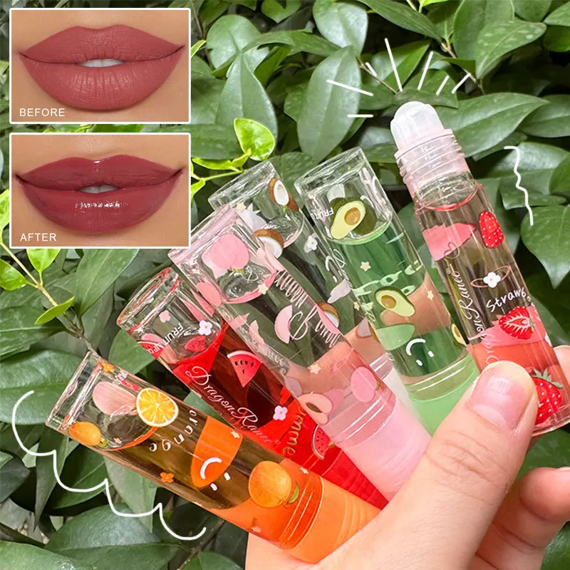 Fruit Hidratante Clear Lip Oil, Transparente Espelho Plump, Long Lasting, Hidratante Lip Gloss, Maquiagem Cosméticos, 6pcs por lote