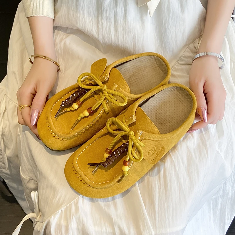 

Женские тапочки Boken на толстой подошве в стиле ретро в лесной стиле 2023 года, модные и универсальные. Полутапочки с печеньем на одной ноге.