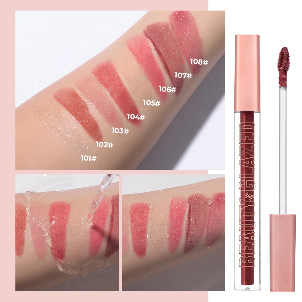 Lipgross scintillante smaltato di bellezza, tinta per labbra con glitter perlato a specchio, rimpolpante per labbra idratante, rossetto liquido con diamante luccicante sexy