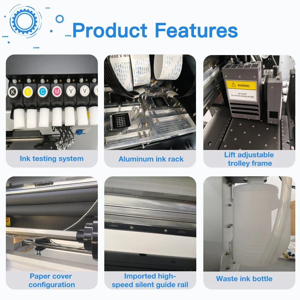 طابعة A3 UV DTF 30 سم Imprimante Film F1080 رؤساء الكل في واحد لفة إلى لفة آلة طباعة طابعة UV DTF