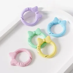10pcs Bow Color Spring Buckle Bow Tie Open Ring Popular Light Color Spring Ring Keychain DIY Accessories Alloy Connection Ring