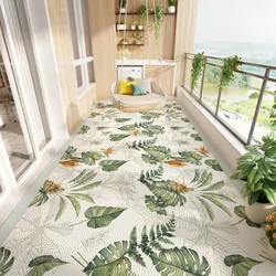 Waterproof Sunscreen Balcony Floor Mat Plant Print Pvc Leather Foot Mats Home Decoration Carpet Non-slip Washable Rug Ковер 러그