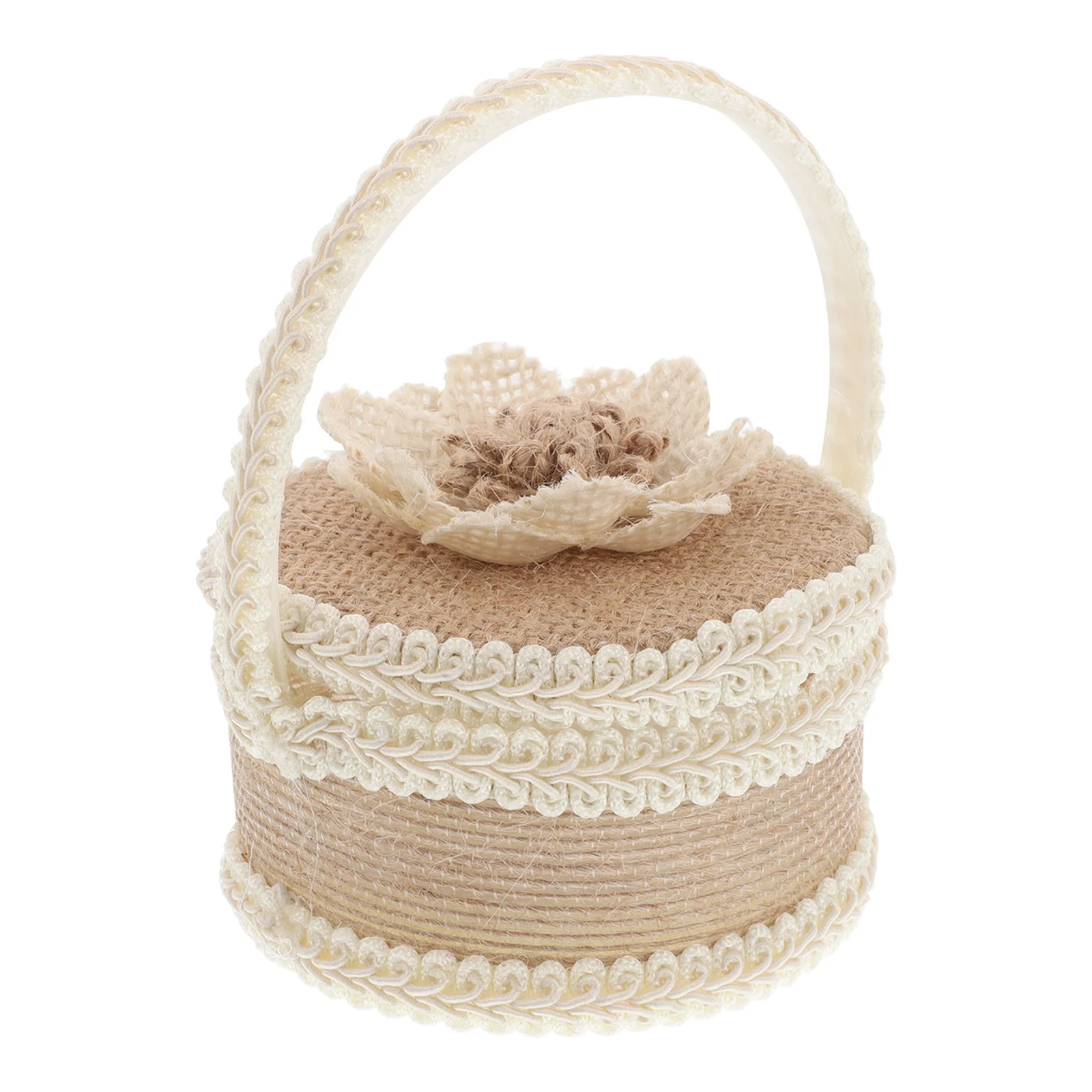 Sackleinen-Ehering-Box, rustikaler Blumenmädchen-Korb, einzigartiges Design, handgefertigte Jute-Zeremonie, Accessoire, Ehering-Box