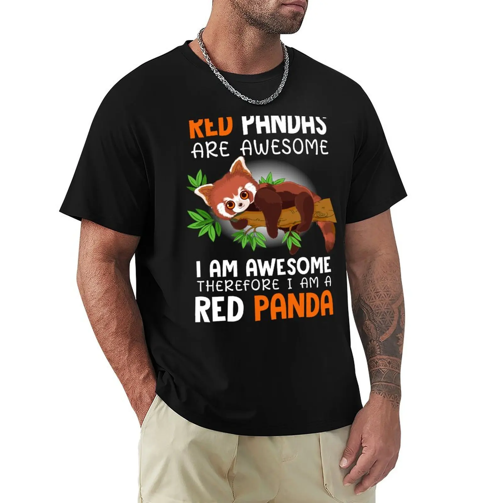 Red Pandas are Awesome I Am Awesome Therefore I am a Red Panda T-Shirt Large Size Breathable Tee