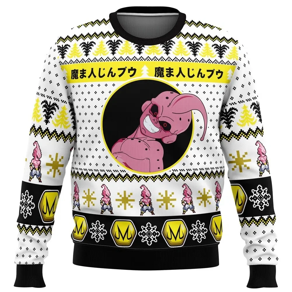 Anime Dragon Ball Charakterbild, 3D-Weihnachtsstil, hässlicher Pullover, Herren-, Kinder- und Erwachsenen-Sweatshirt mit Rundhalsausschnitt, passende Familienkleidung. – Detail 6