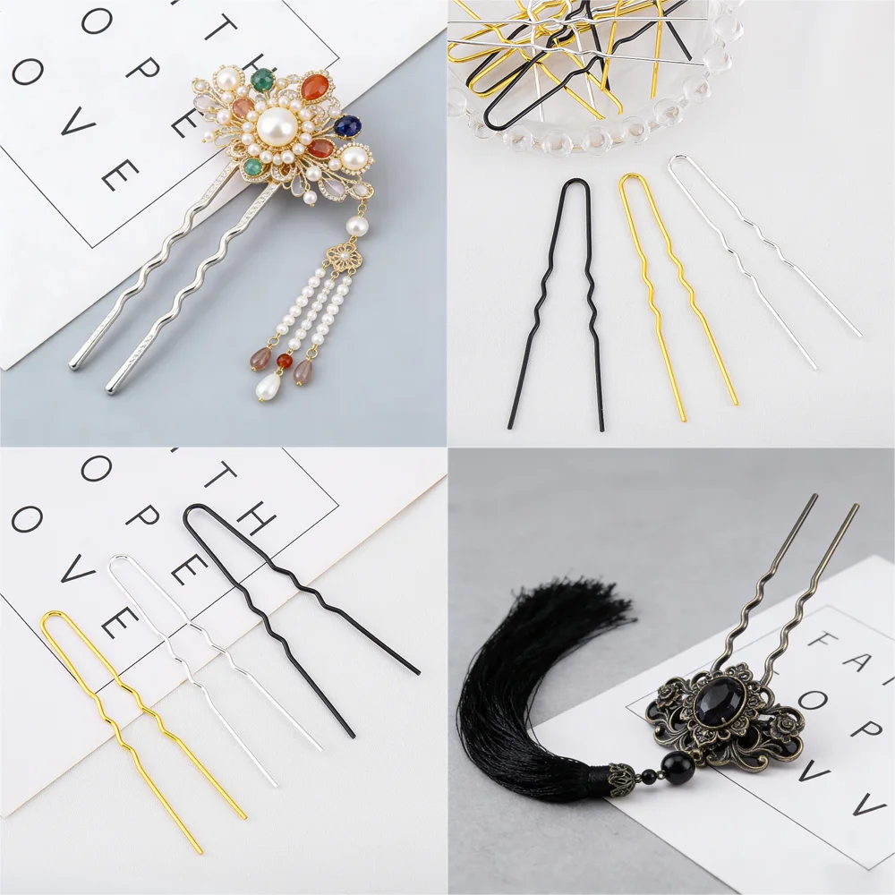 

50Pcs/Lot Women Girl U Shaped Hairpins Base Bun Metal Hairdressing Bobby Bridal Pin Barrette Salon Hair Styling Tool U Clips 7cm