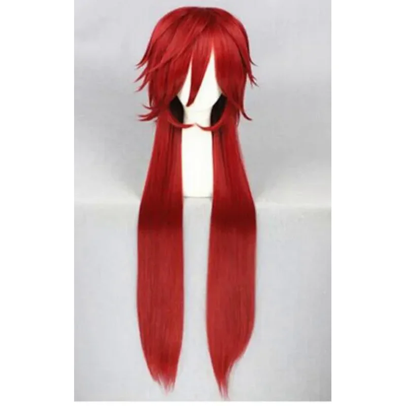 

FREE SHIPPIN Bla Butler kuroshitsuji Grell Sutcliff Cosplay Wigs Long Red Synthetic Hair Women Girl Anime Party Wig