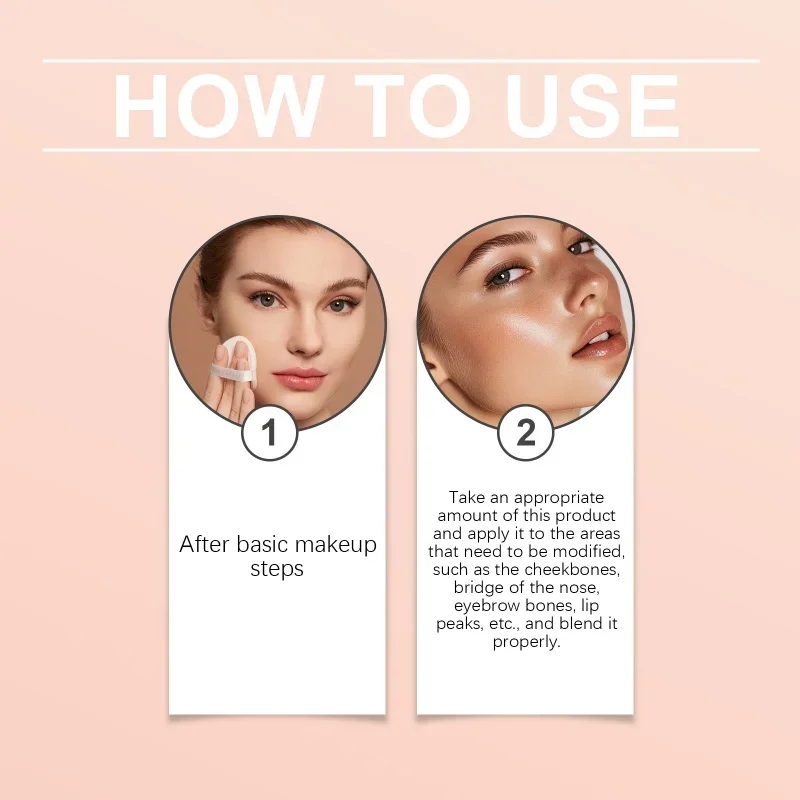 لوحة هايلايتر لامعة وتوهج، بودرة وجه متعددة الألوان لتحديد عظام الخد والأنف، لمسة نهائية مضيئة طبيعية