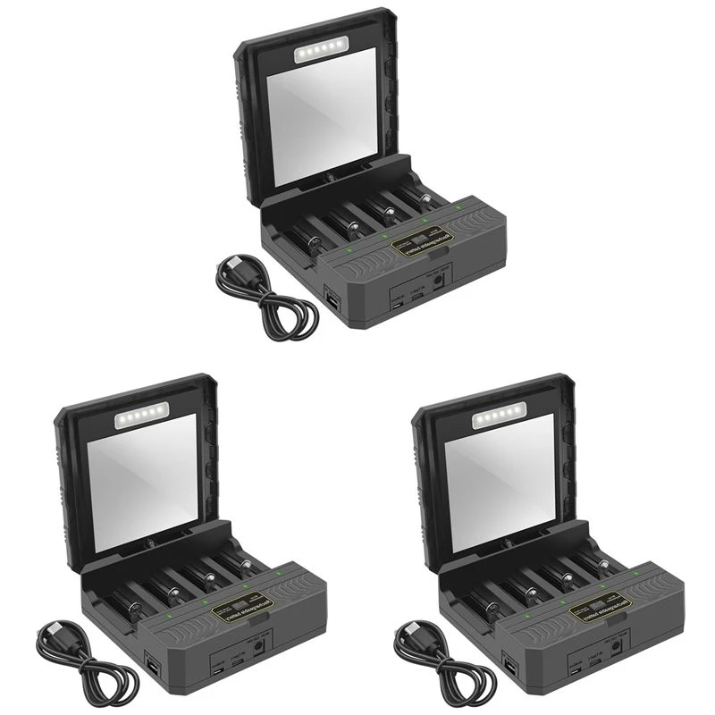 TFORU-3X 18650 Solar Lithium Battery Smart Type-C Four-Slot Multi-Function Outdoor