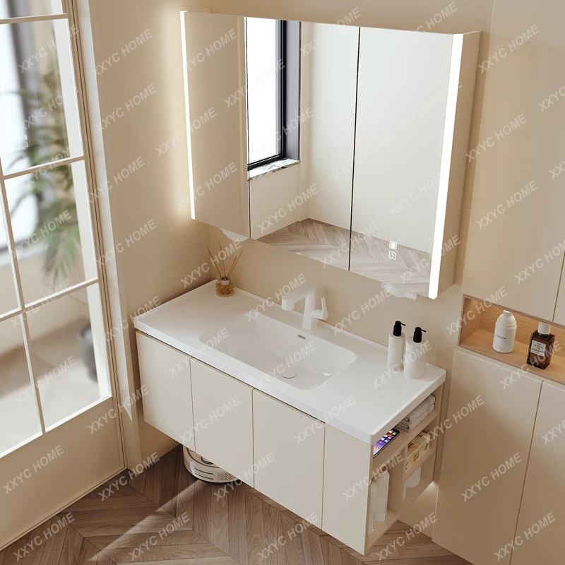 Armoire à miroir surélevée et émoussée en Y, armoire à miroir séparée, salle de bain personnalisée, rangement intelligent, cabine à miroir de toilette