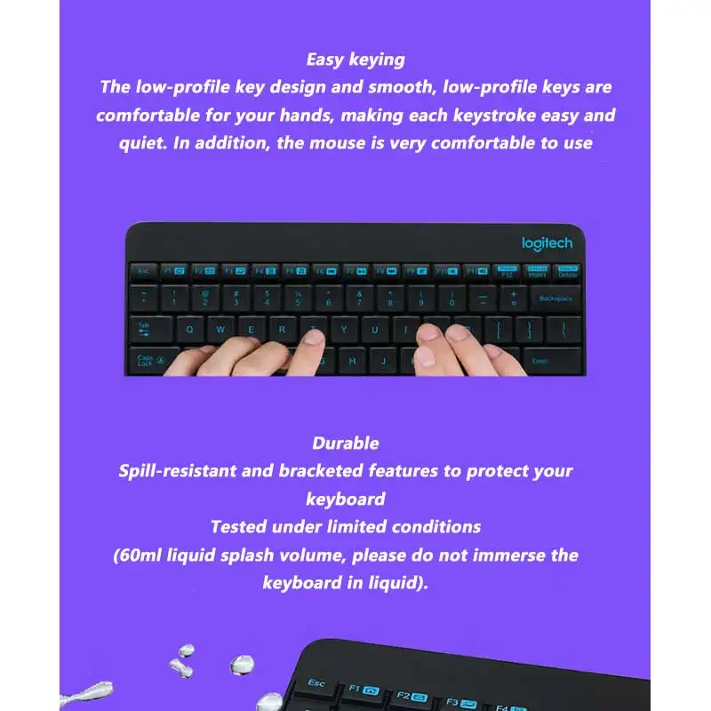 ロジクール MK245 ワイヤレスキーボードとマウスのセット、マルチメディアショートカットキー、静音キー、学生やオフィスでの使用に最適