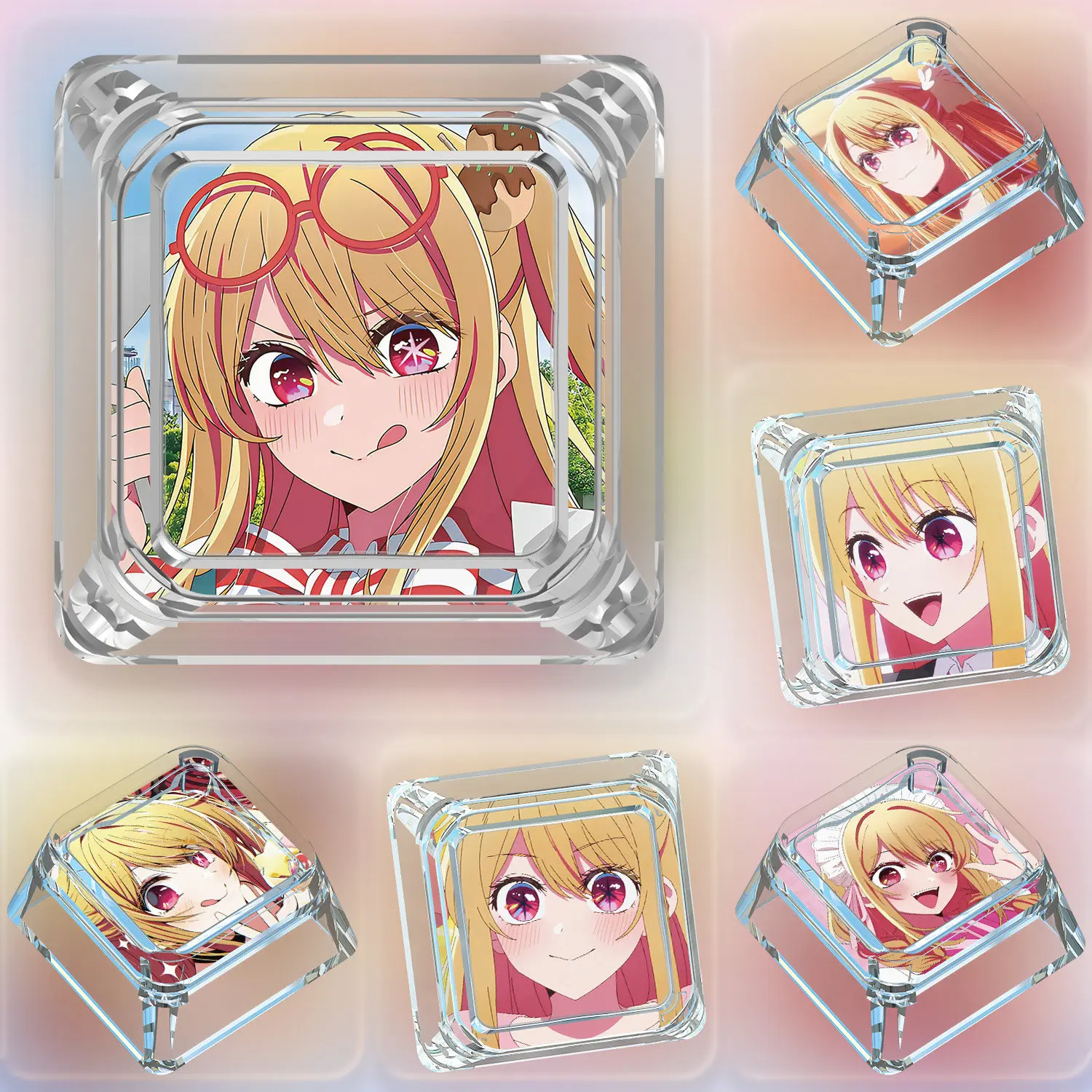 Diy Oshi No Ko Hoshino Rubii Mechanical Keyboard Keycaps Cross-Axis Mechanical Keyboard Pc Personalized Keycaps Gift Toys