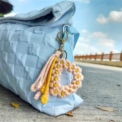 Tassel Daisy Flower Key Chain Bag Pendant Decoration Ins High-End DIY Hand-Woven Wrist Key Ring Bohemian Style Car Keychain