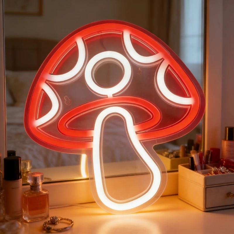 

Неоновая вывеска-гриб с USB-питанием, ночник, 3D-декор для стен, для игровой комнаты, спальни, вечеринок, легко устанавливаемая