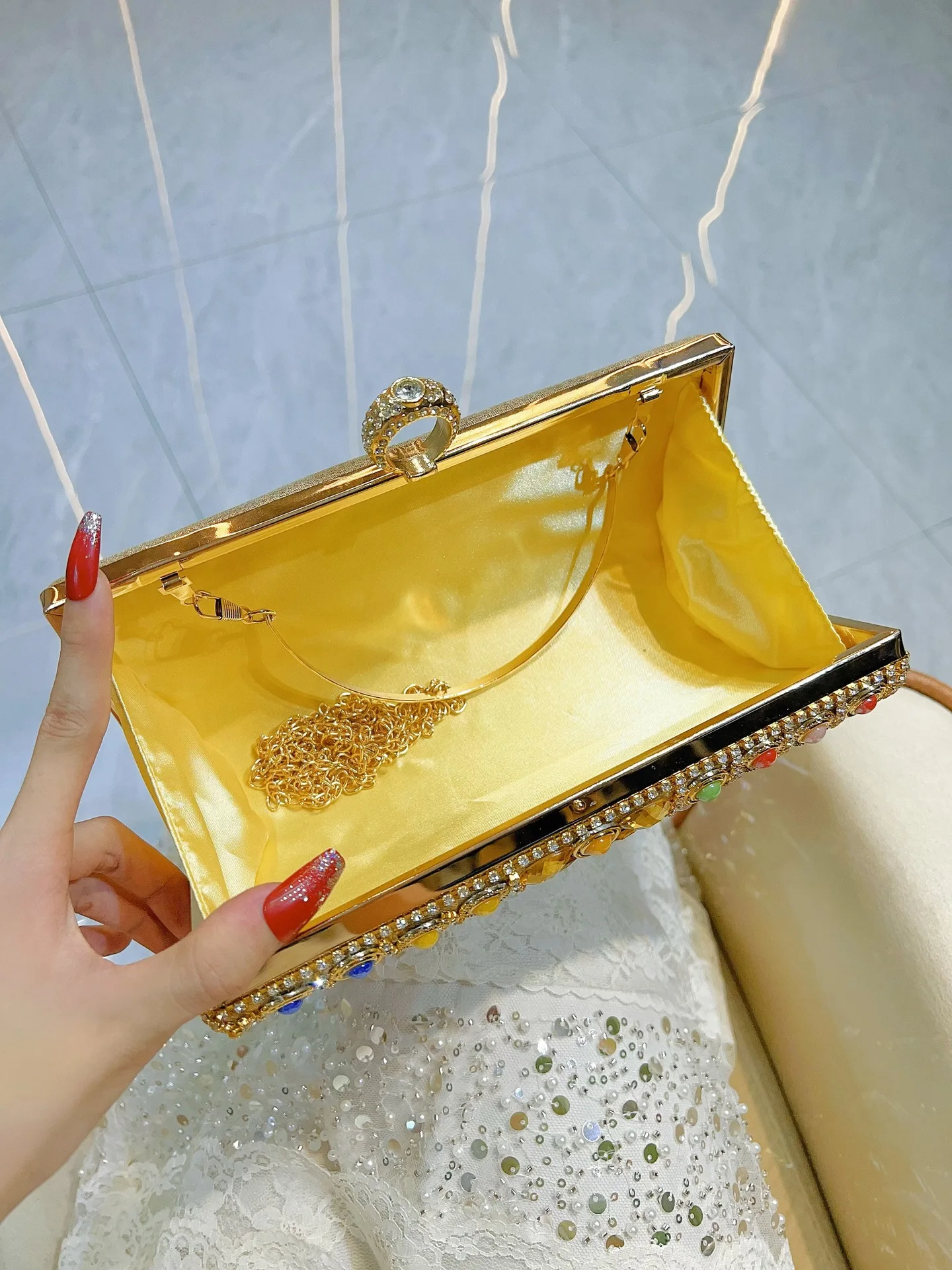 Bolso Banquete Diamantes Noche Fiesta Boda - close-up view