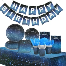 Starry Sky Theme Disposable Tablecloth Outer Space Star Table Cloth Happy Birthday Party Decor Kids Andults Galaxy Table Cover