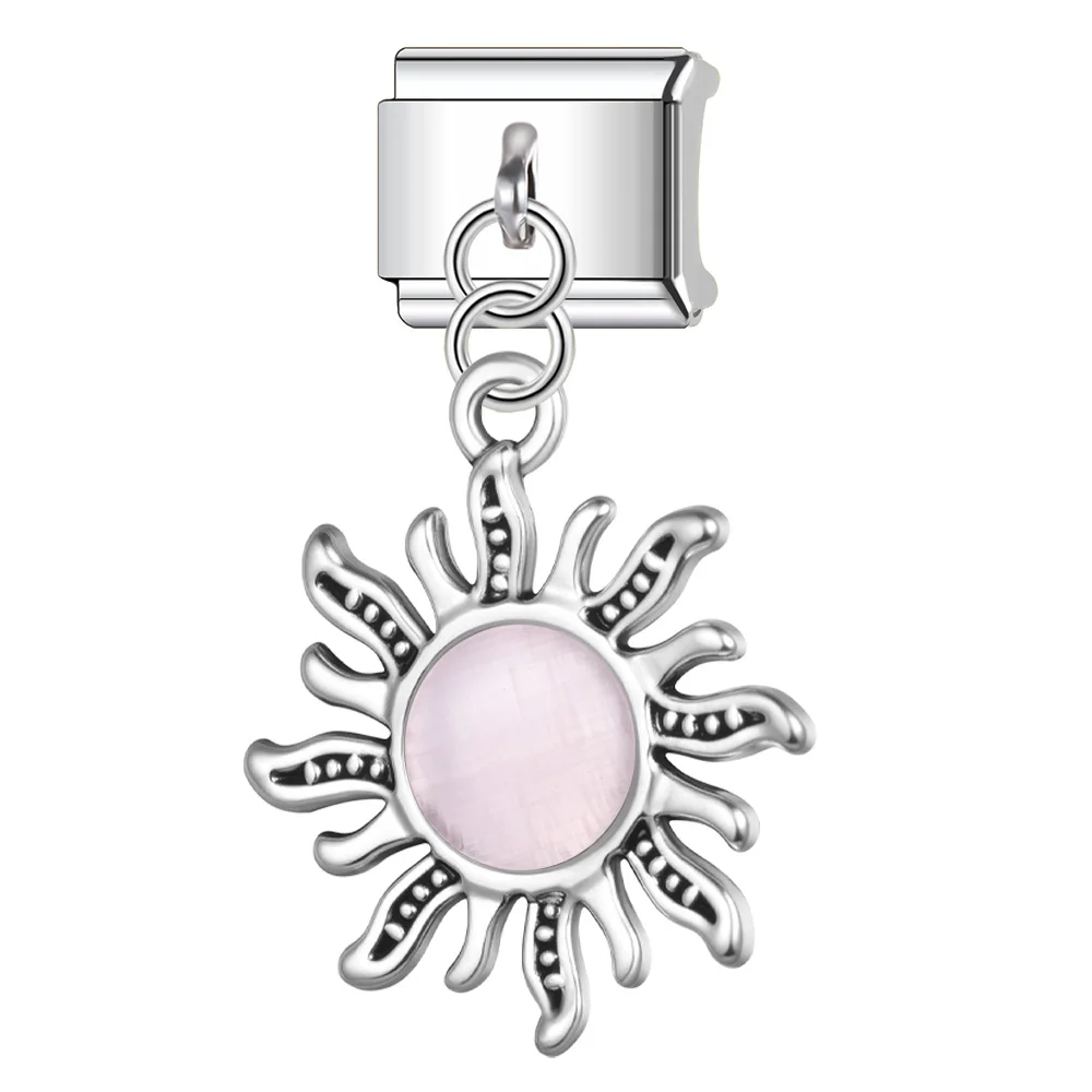 Trusta Zircon Pendant Butterfly sun love angel wings Bracelet italian charms DIY Making Gifts Fit 9mm Accessories Fashion  N832