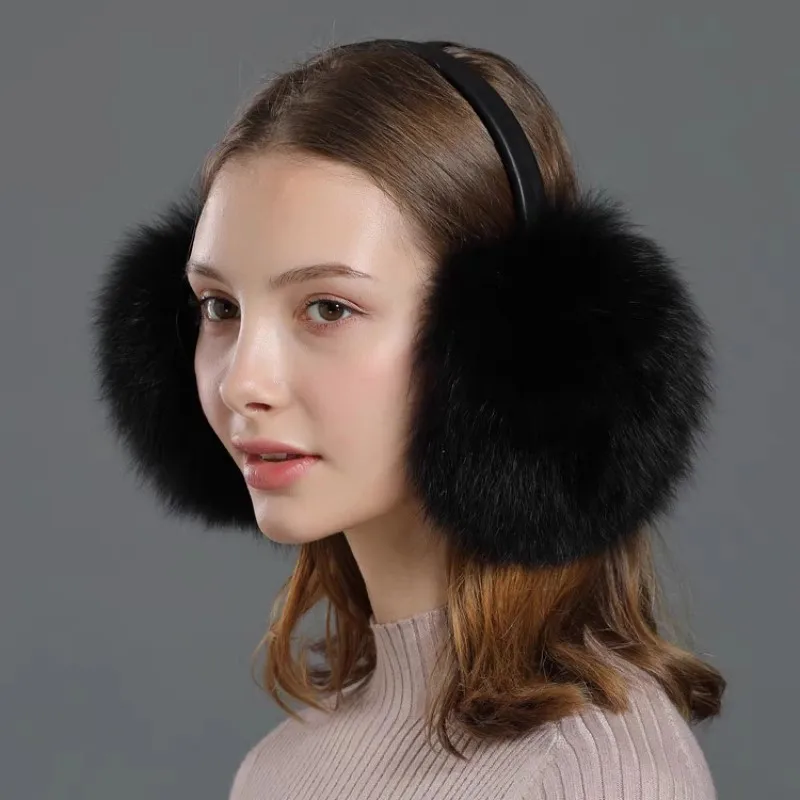 Handmade Furry Women Winter Outdoor Warm Real Fox Fur Earmuff CX-A-73C