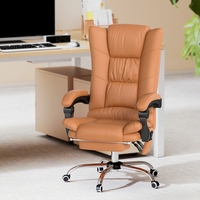 Massage office chair, desk chair with heating function, swivel chair, reclining function, height-adjustable PC chair,light brown