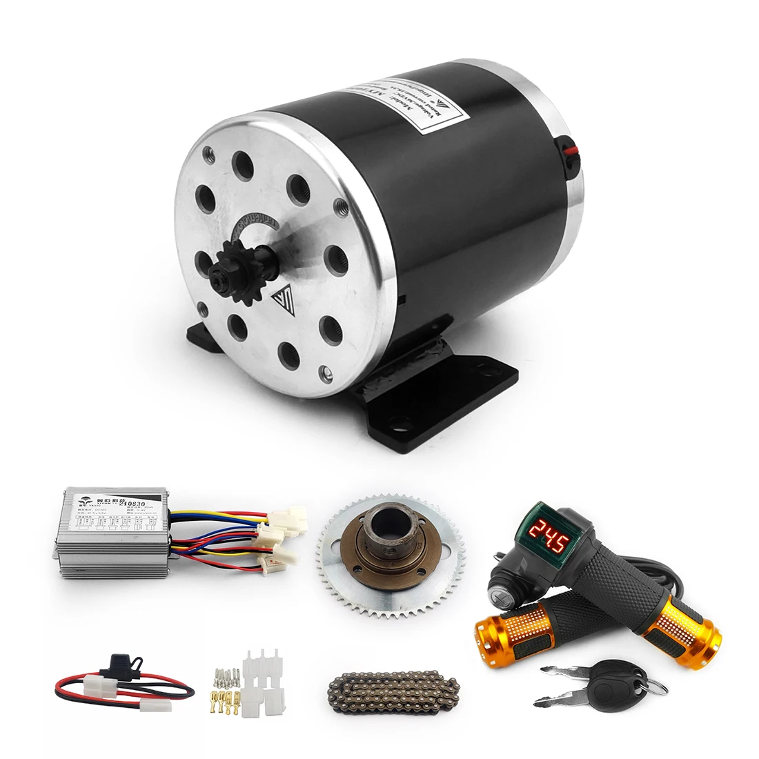 500W Gaspedal MY1020 Hochgeschwindigkeits-25H-Kettenantriebssystem Selbstgebautes Kinder-Karting-Motor-Set mit Bürsten-Gleichstrommotor