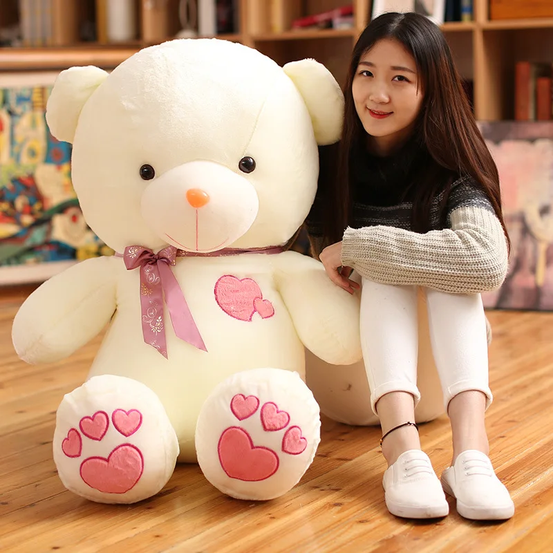 

60cm Plush Toy Couple Love Bears Heart to Heart Embracing Bears Ribbon Teddy Bear Doll Gifts Girl's Birthday Gift Pillow