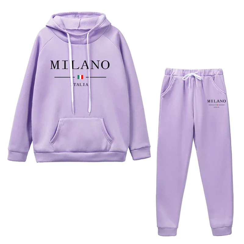 Women's Tracksuit Casual Hooded Sweatshirt Sweatpants 2 Pcs Suit Autumn Winter Daily Hot Sales Clothing Quality Woman Pants Sets