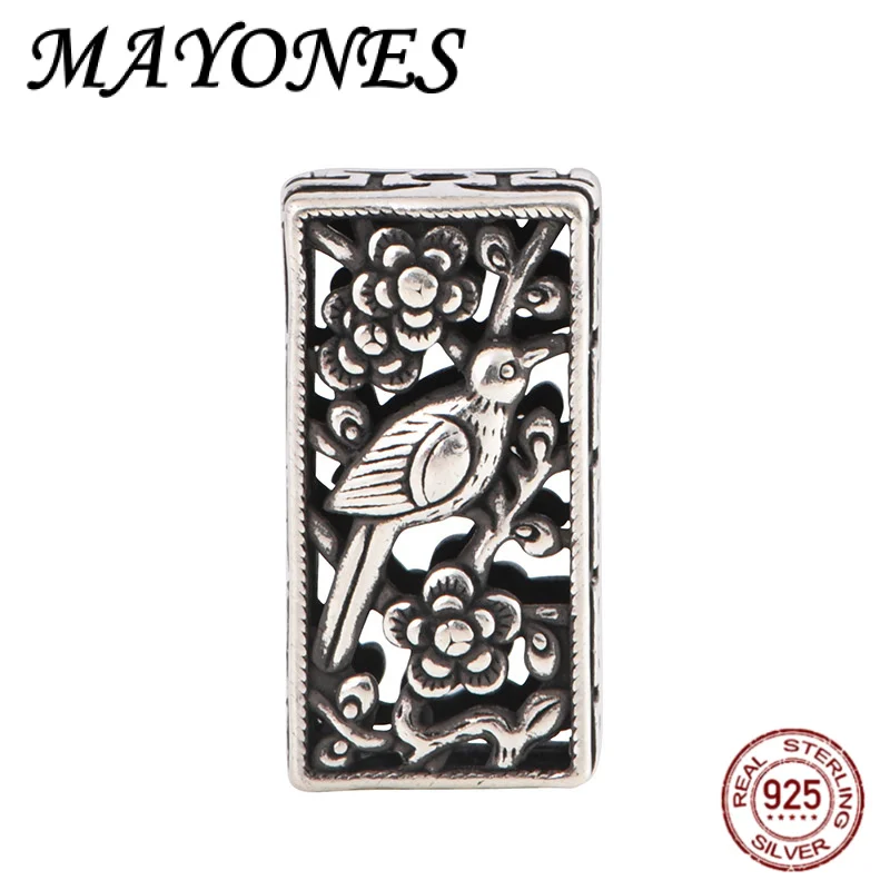 

НОВЫЙ серебро 990, ретро, оригинальный дизайн, ветка счастливого дерева, маленькая сорока, прямоугольный браслет из бисера, аксессуары для самостоятельного изготовления