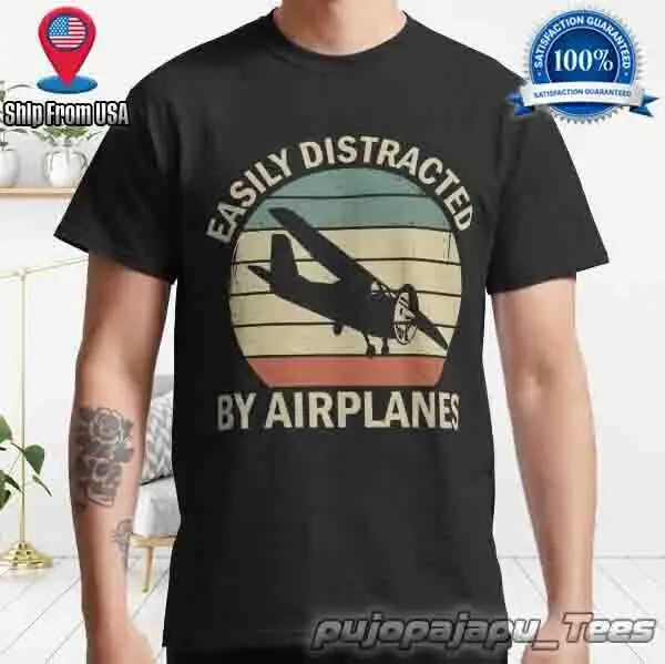 New Item Airplane Travel Airplane American Funny  Logo Men's T-Shirt Size S-5XL