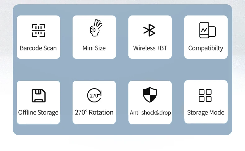 Bluetooth Portable 1D 2D Mini Pocket Size Scanner Ring Wearable Wireless Barcode Reader for Book, Warehouse Inventory, Express