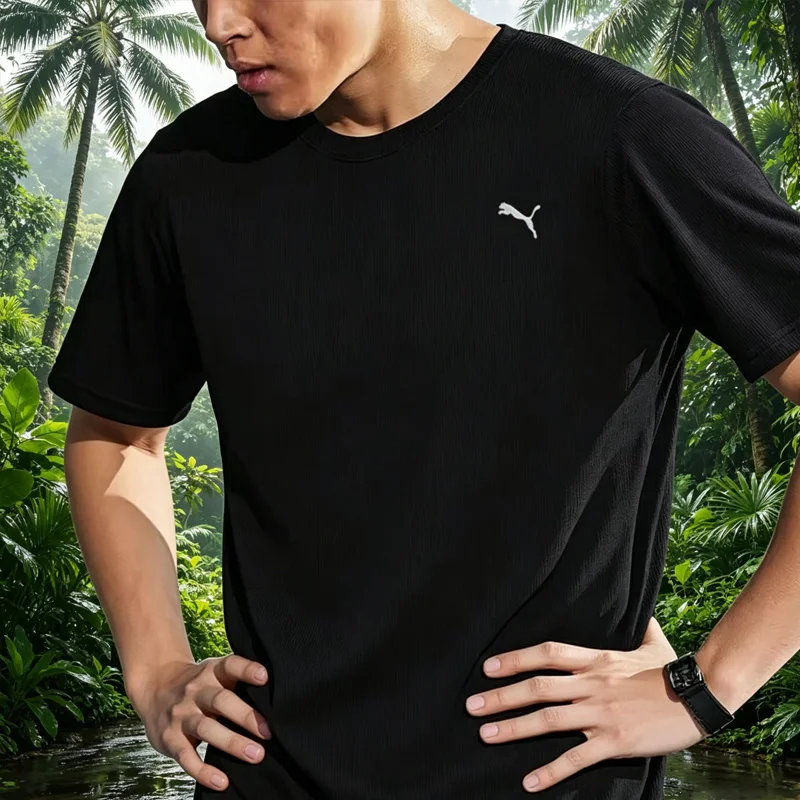 

Мужская футболка Puma с коротким рукавом 520759-01, летняя дышащая повседневная спортивная футболка, простой универсальный свободный топ