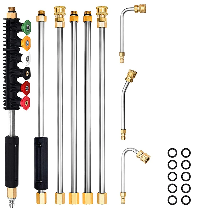 

Power Washer Accessories-Pressure Washer Attachment Set - Power Washer Hose Attachment With 6 Spray Nozzle Tips-4000 PSI